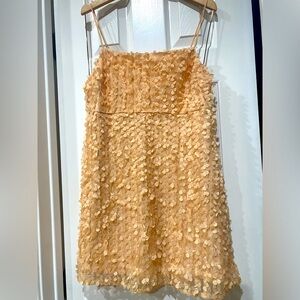 Anthropologie 3D Flower Petal Mini SzS Light Peach Dress With Pockets